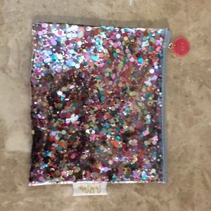 Clear clutch sequin filled zip pouch